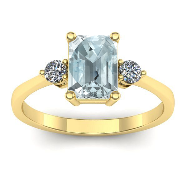 Inel logodna cu aquamarin dreptunghiular