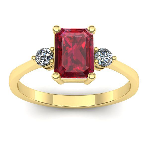 Inel cu rubin dreptunghiular