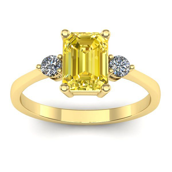 Inel logodna cu safir galben dreptunghiular