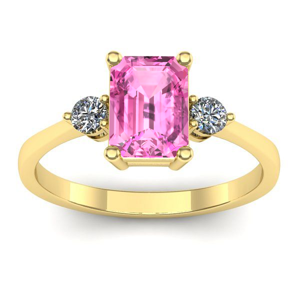 Inel cu safir roz dreptunghiular