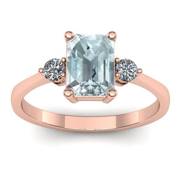 Inel de logodna cu aquamarin dreptunghiular