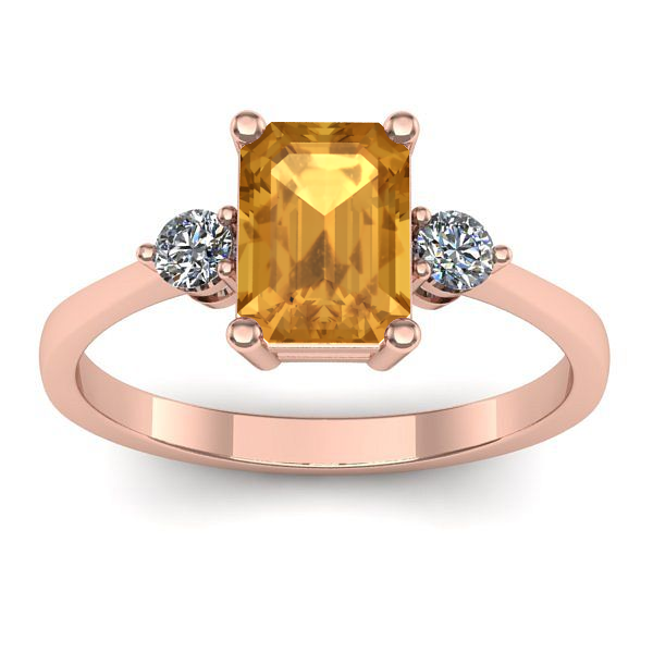 Inel cu citrin dreptunghiular