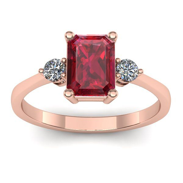 Inel de logodna cu rubin dreptunghiular
