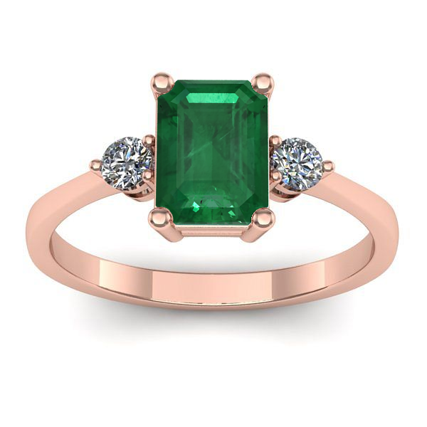 Inel logodna cu smarald dreptunghiular