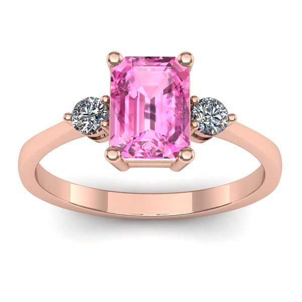 Inel cu safir roz dreptunghiular