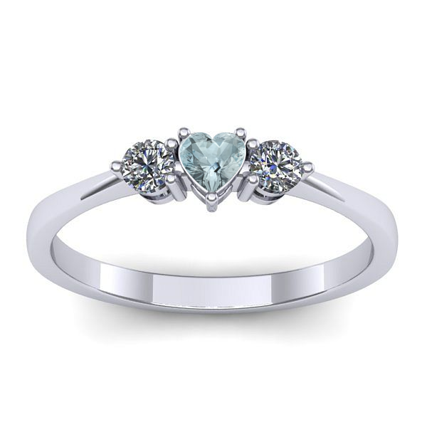 Inel logodna cu aquamarin inima