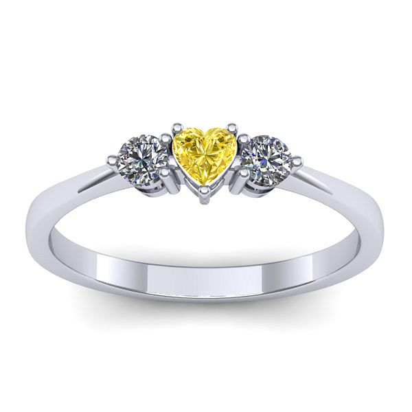 Inel logodna cu safir galben inima