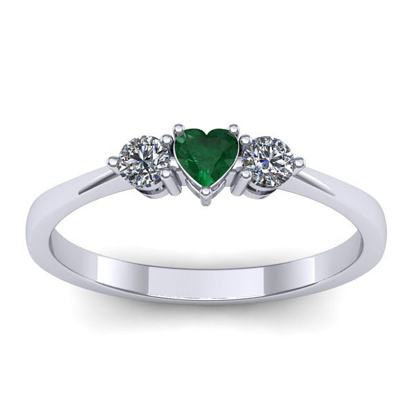 Inel logodna cu smarald inima