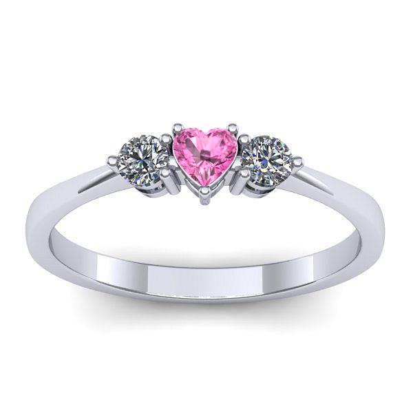 Inel de logodna cu safir roz inima