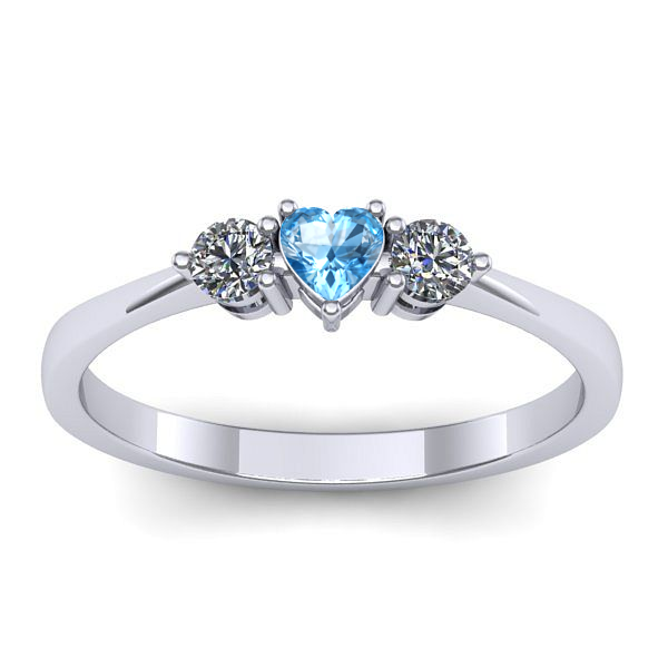 Inel cu topaz blue inima