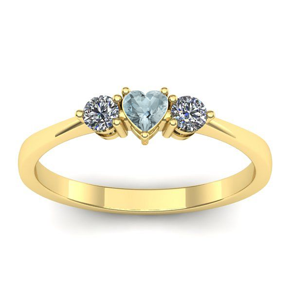 Inel cu aquamarin inima