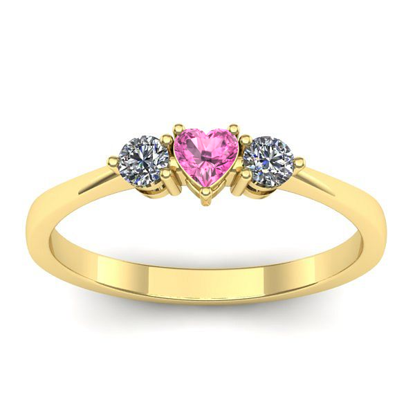 Inel de logodna cu safir roz inima