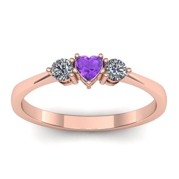 Inel logodna cu ametist inima