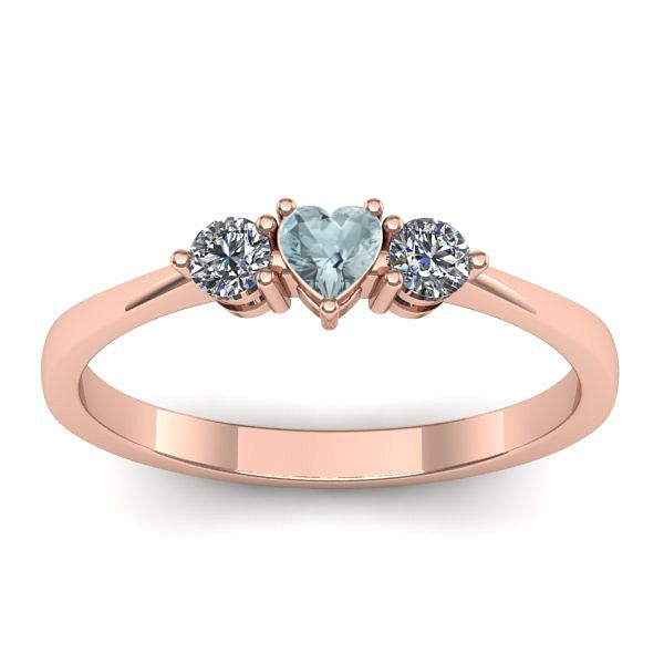 Inel de logodna cu aquamarin inima