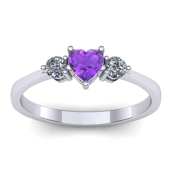 Inel cu ametist inima