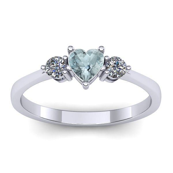 Inel de logodna cu aquamarin inima