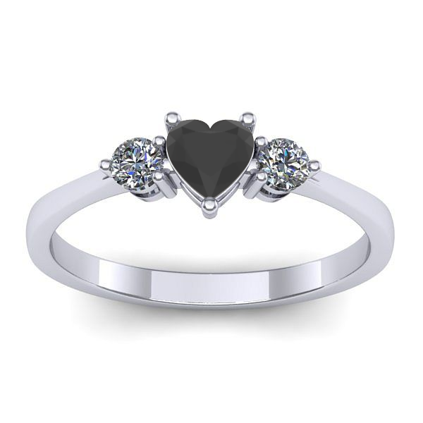Inel logodna cu diamant negru inima