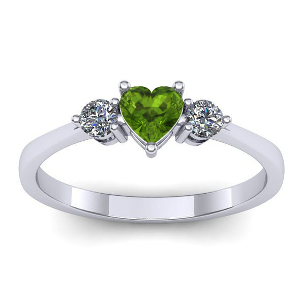 Inel de logodna cu peridot inima