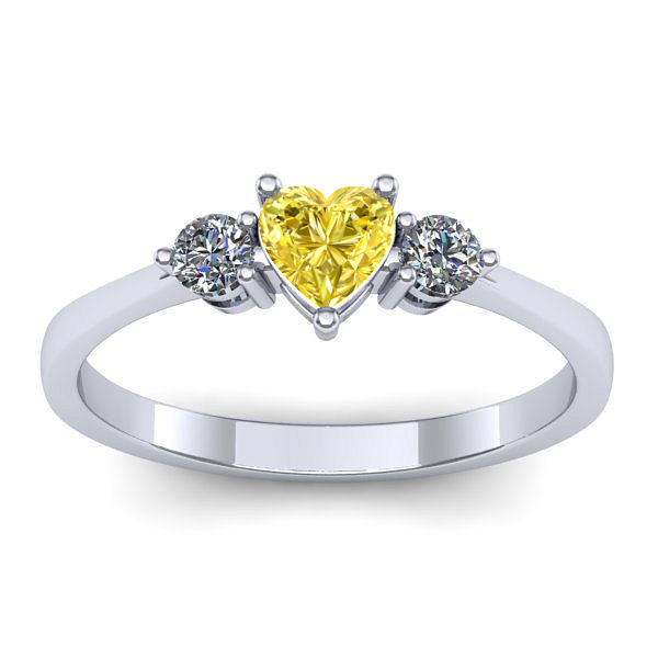 Inel cu safir galben inima