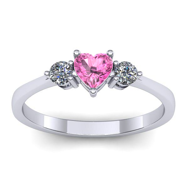 Inel logodna cu safir roz inima