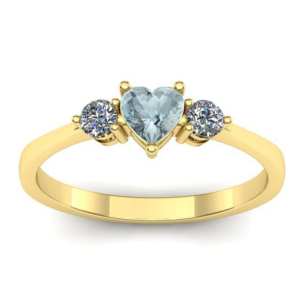 Inel logodna cu aquamarin inima