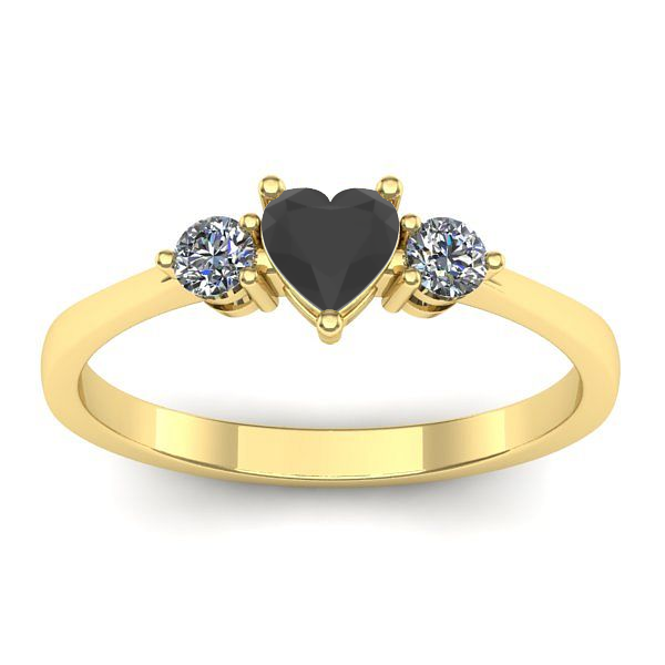 Inel logodna cu diamant negru inima