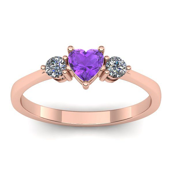 Inel de logodna cu ametist inima