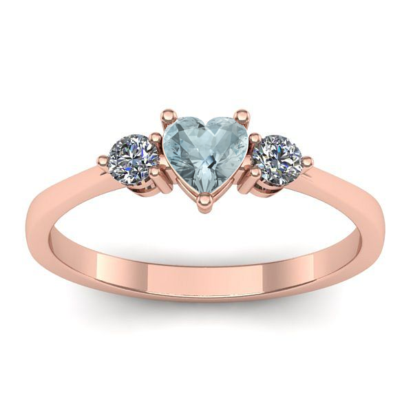 Inel logodna cu aquamarin inima