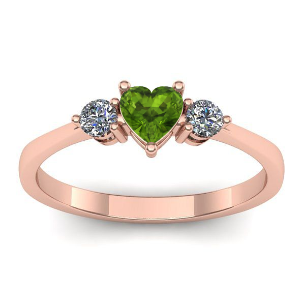 Inel de logodna cu peridot inima