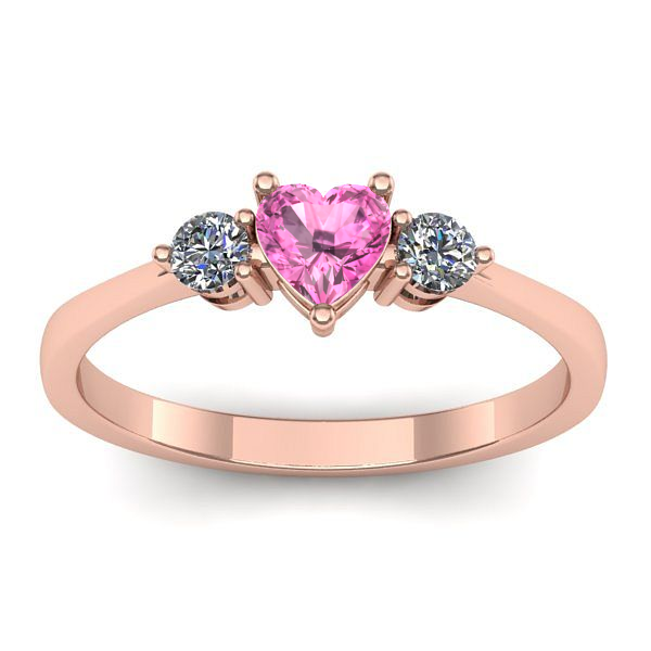 Inel de logodna cu safir roz inima