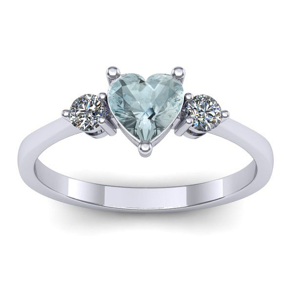 Inel cu aquamarin inima
