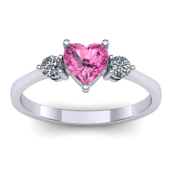Inel de logodna cu safir roz inima