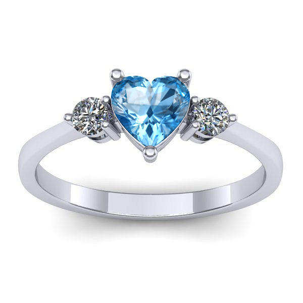 Inel cu topaz blue inima