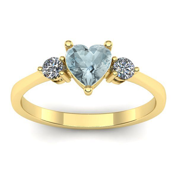 Inel de logodna cu aquamarin inima