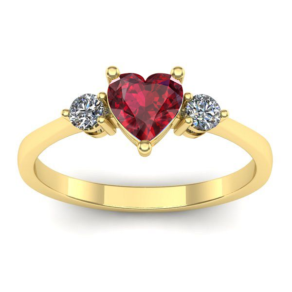 Inel cu rubin inima