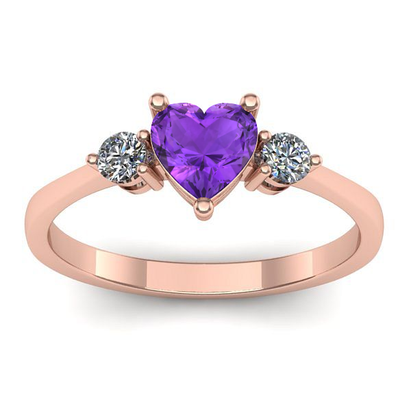 Inel logodna cu ametist inima
