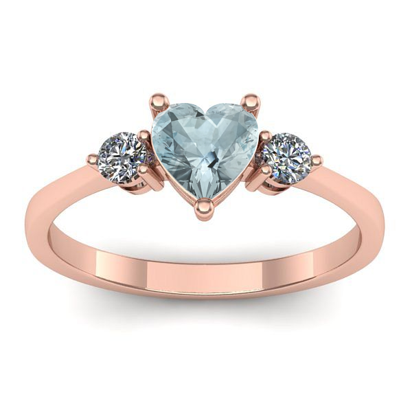 Inel logodna cu aquamarin inima