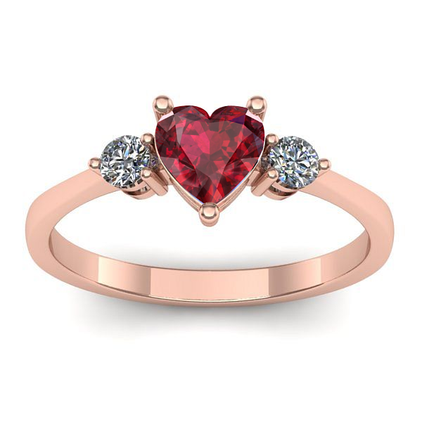 Inel cu rubin inima