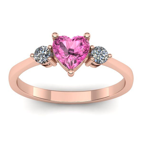 Inel cu safir roz inima