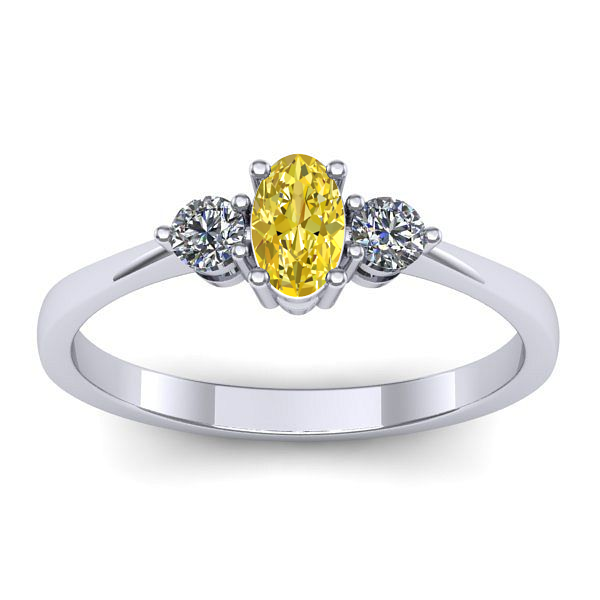 Inel de logodna cu safir galben oval