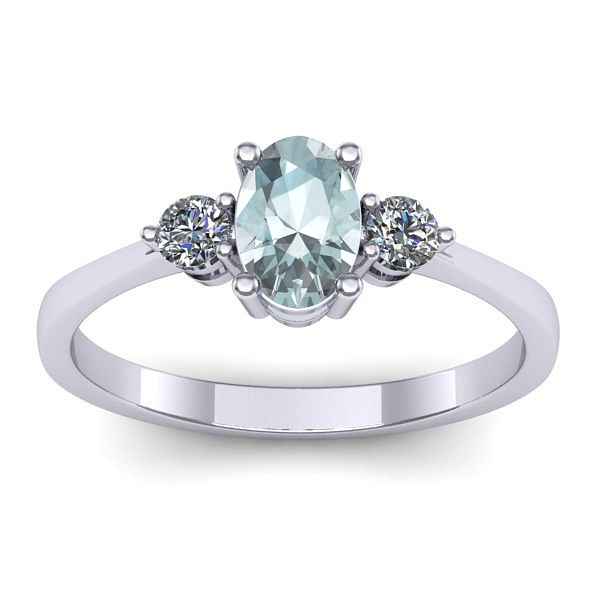 Inel de logodna cu aquamarin oval