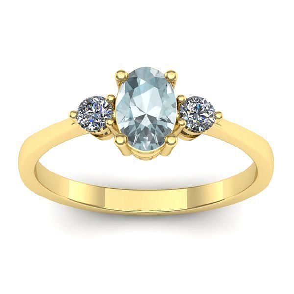 Inel de logodna cu aquamarin oval