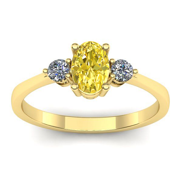 Inel cu safir galben oval