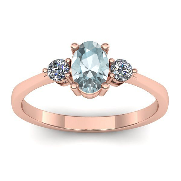 Inel cu aquamarin oval