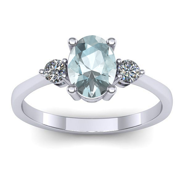 Inel de logodna cu aquamarin oval