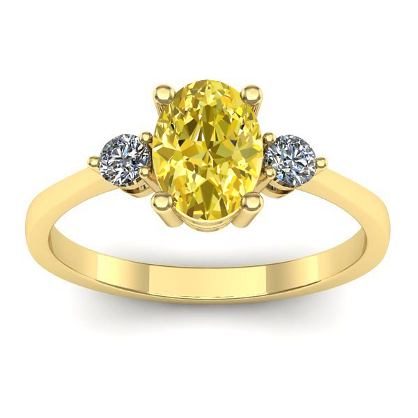 Inel cu safir galben oval