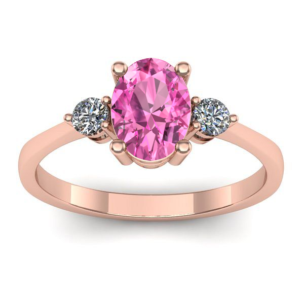 Inel de logodna cu safir roz oval