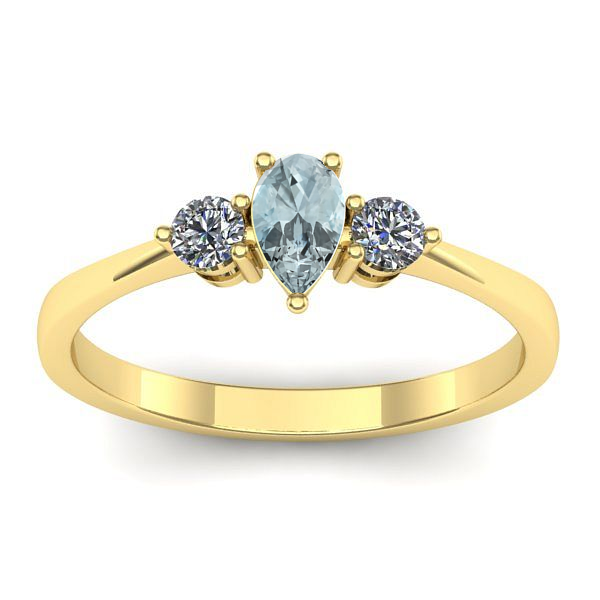 Inel de logodna cu aquamarin lacrima