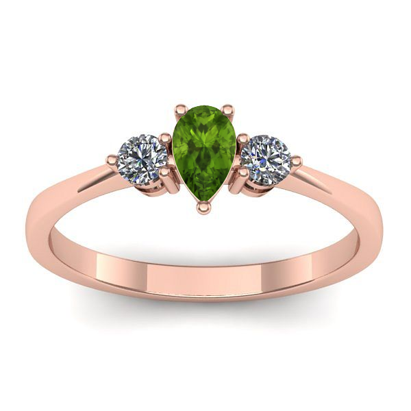 Inel de logodna cu peridot lacrima