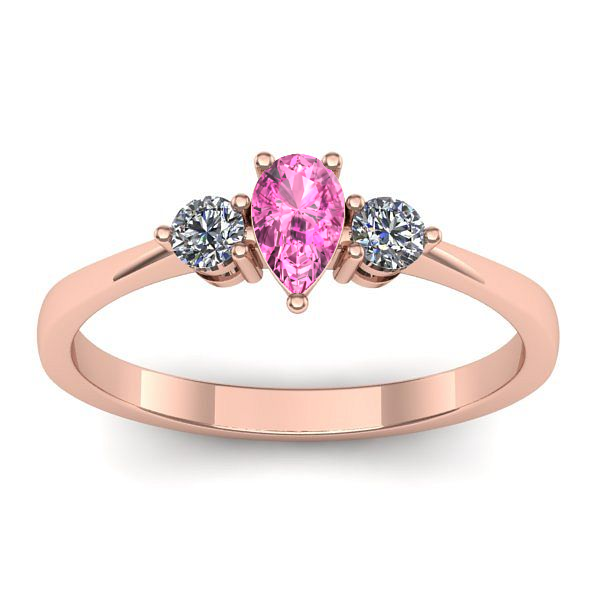 Inel logodna cu safir roz lacrima